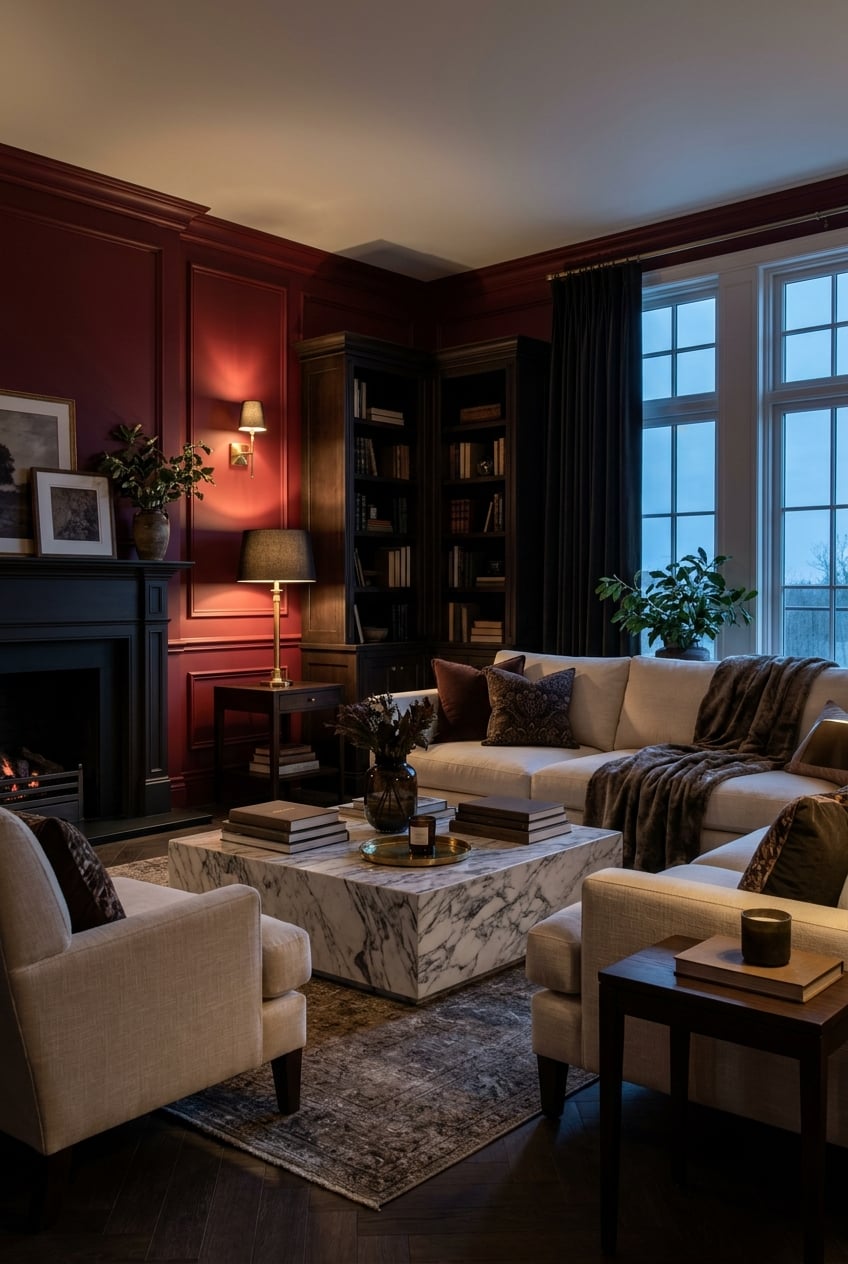 living room modern 6 red walls