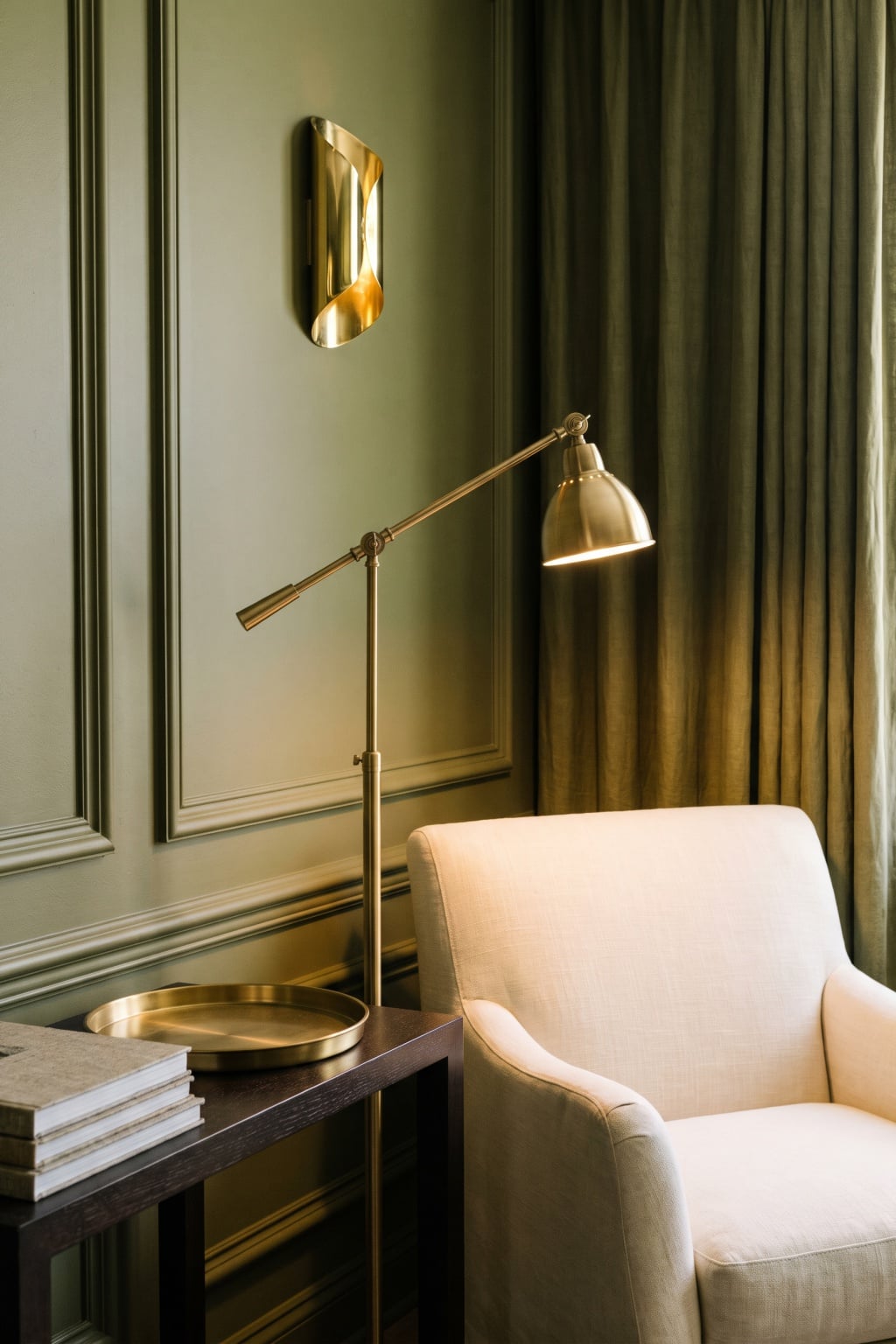 olive green and cream living room decor idea 4 Brass Lighting